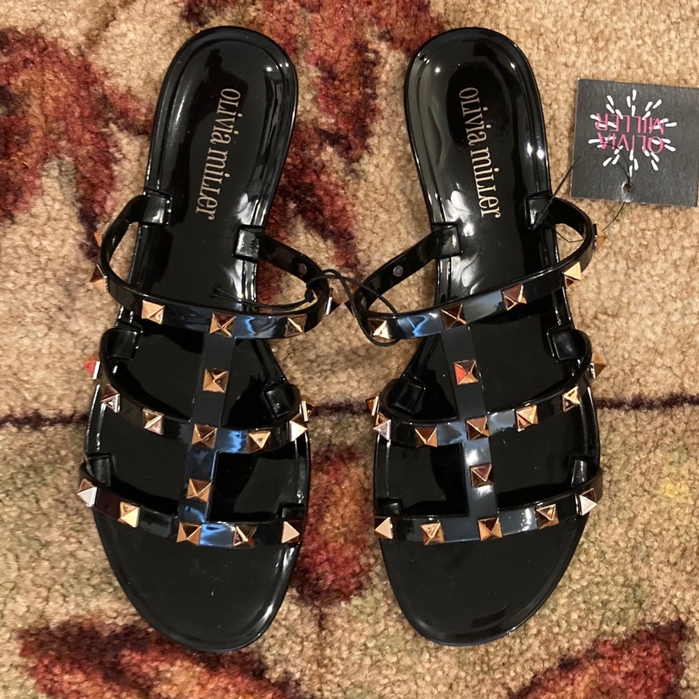 Studded PVC Jelly Cage Slide Sandals